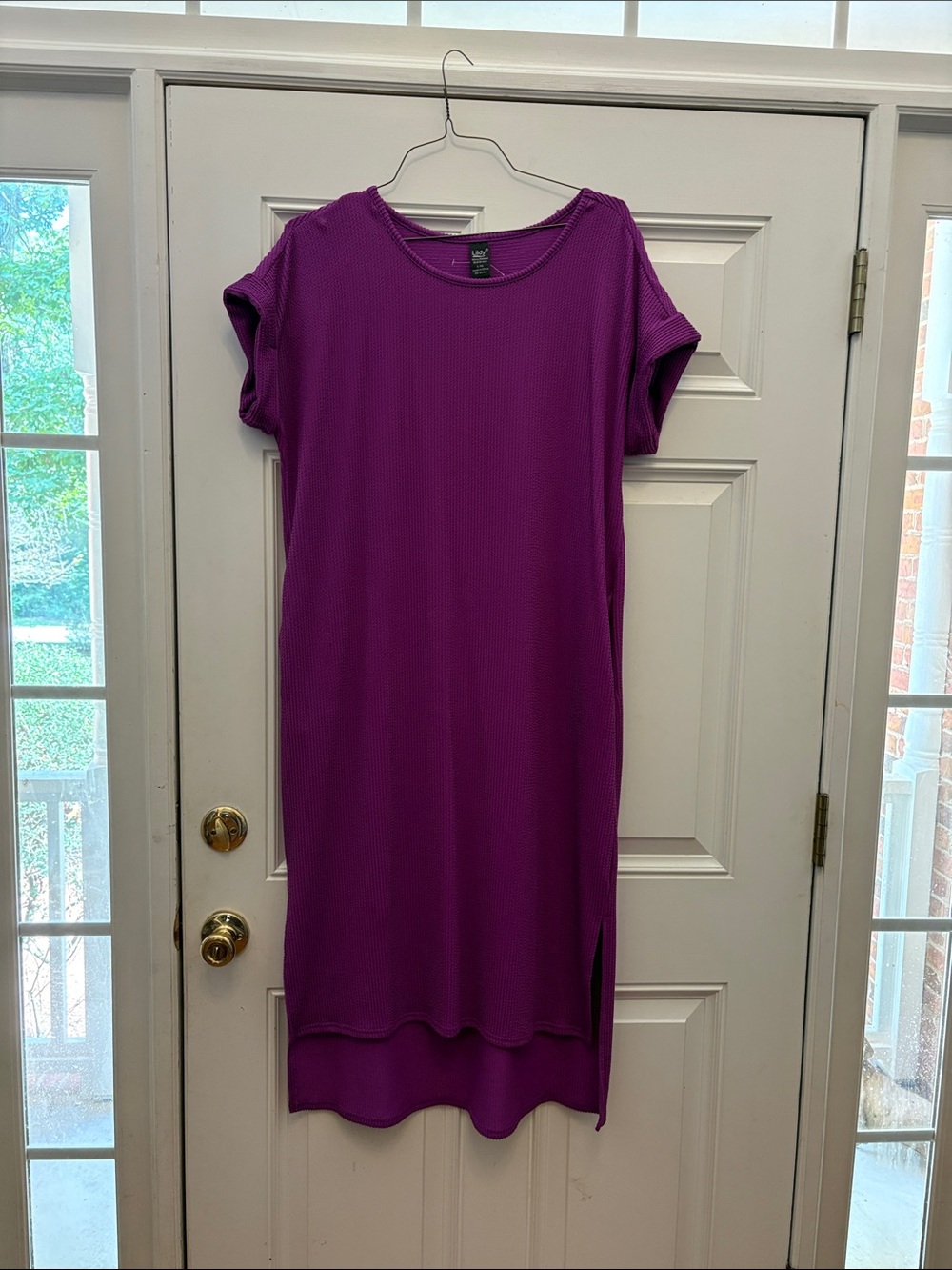 Women's Purple Short-Sleeve Midi Dress L- XL